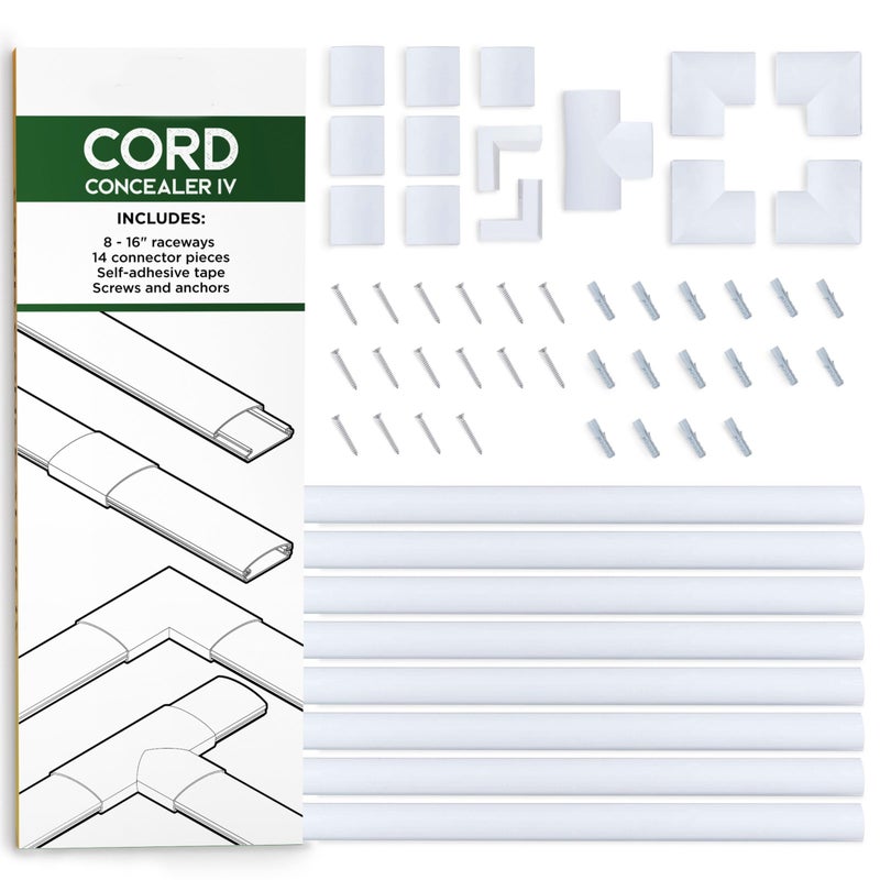 SimpleCord Cord Organizer Kit- Sliding Cable Management-Covers for Hiding Power Cords or Wires, Wall Mounted TV Cables in Home or Office by SimpleCord - Image 1